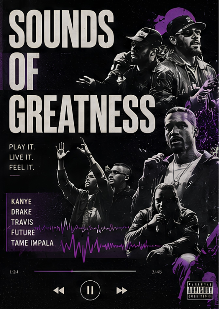 Sounds of Greatness poster on wall